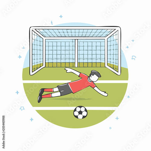 Soccer Goalkeeper Diving to Save Goal