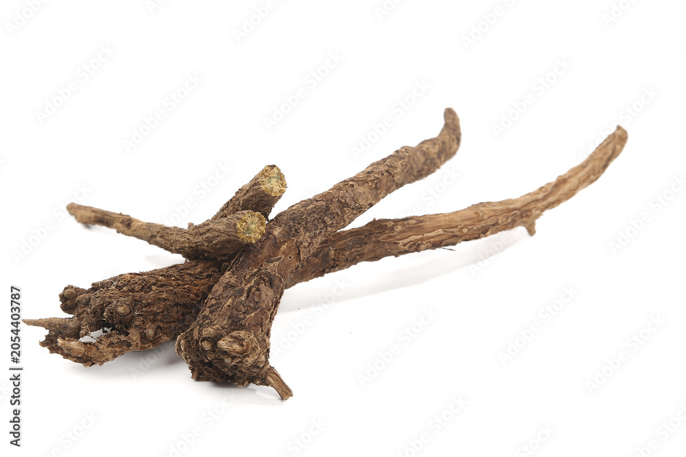 Fototapeta premium Dried Scutellaria Baicalensis Roots Chinese Herbal Medicine Traditional Healthcare Preparation