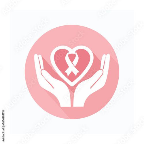Flat design heart held by hands