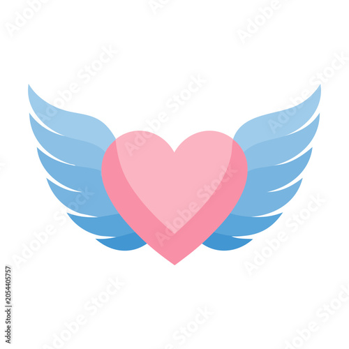 Heart with Wings Flat Design Vector