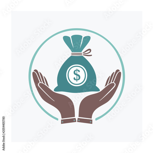 Hand holding dollar sign and clock icon