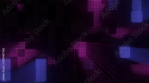 Computer neon grid glowing beams 3d animation seamless loop