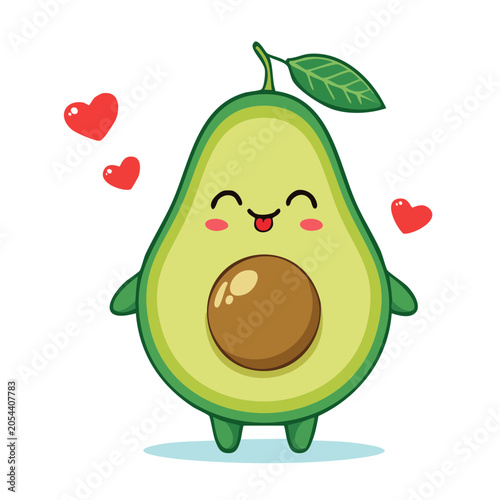 Cute Avocado Cartoon Illustration