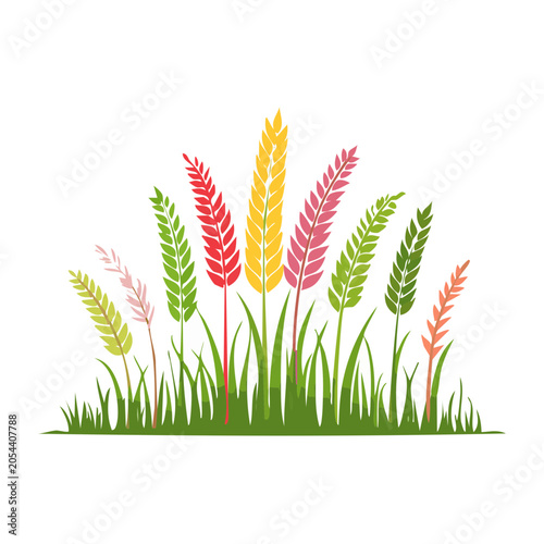 Colorful Wheat Stalks Flat Design Vector