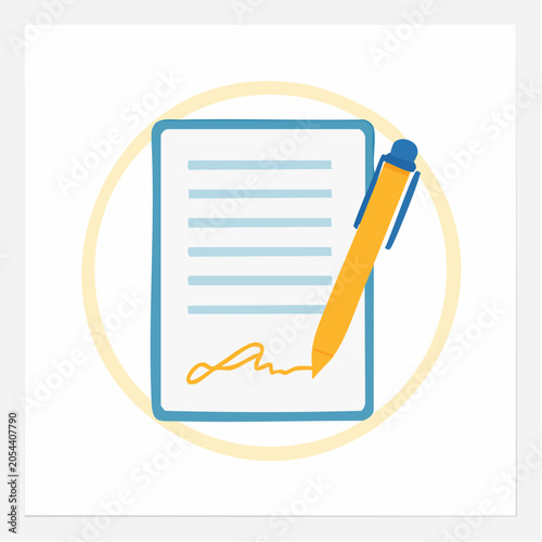 Contract signing with pen and paper