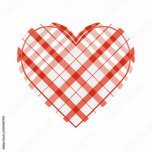 Heart shape with red and white gingham pattern