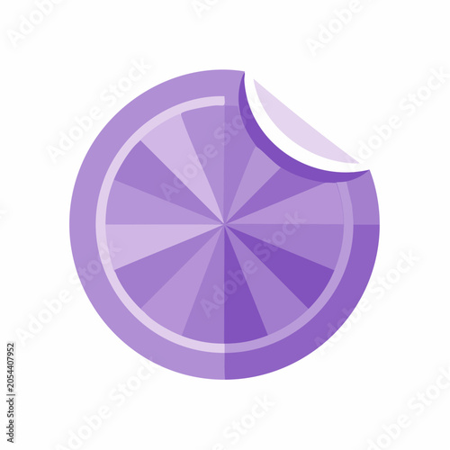 Purple Circular Sticker with Peel-Off Corner
