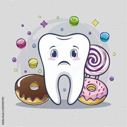 Sad Tooth Surrounded by Sweets