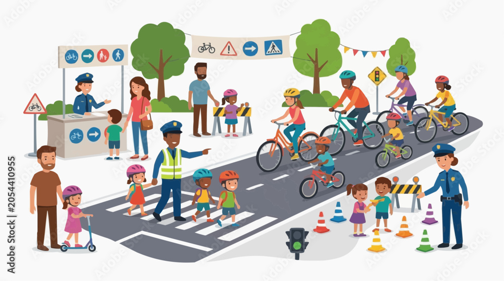 Fototapeta premium Community Road Safety Awareness Event Promoting Responsible Traffic Behavior
