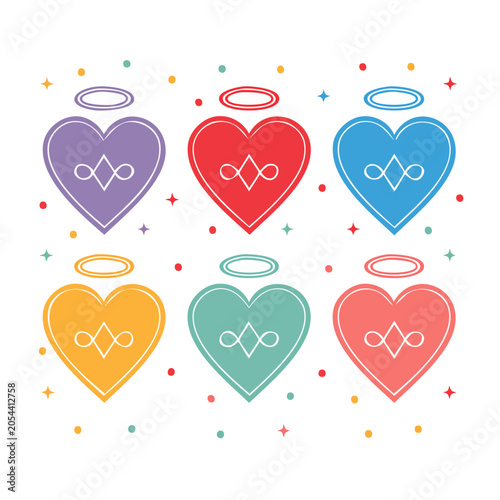Flat Design Heart Shapes with Halo