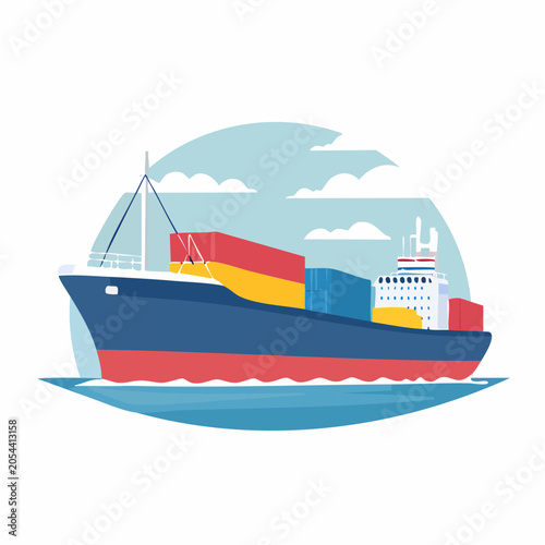 Container Ship Sailing on the Ocean