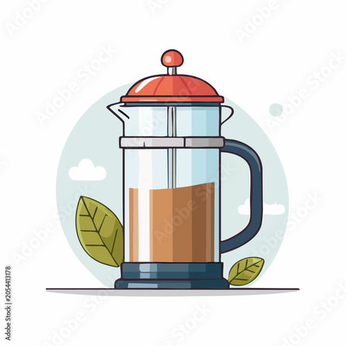 French Press Coffee Maker Illustration