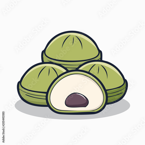 Green Mochi Dessert Illustration