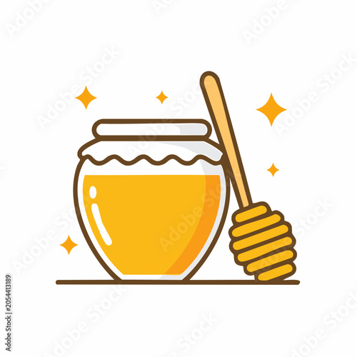 Jar of Honey with Honey Dipper