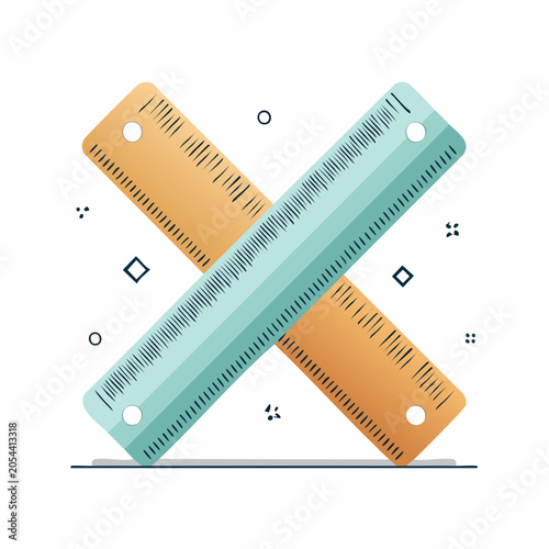 Two rulers crossed, illustration