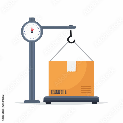 Package being weighed on a scale