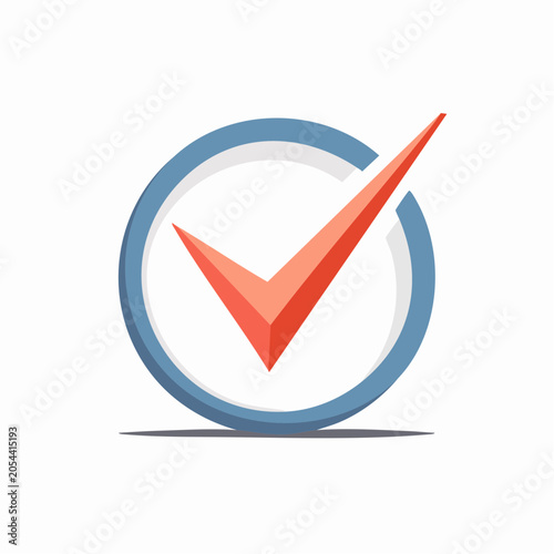 Red Check Mark Inside Blue Circle Icon