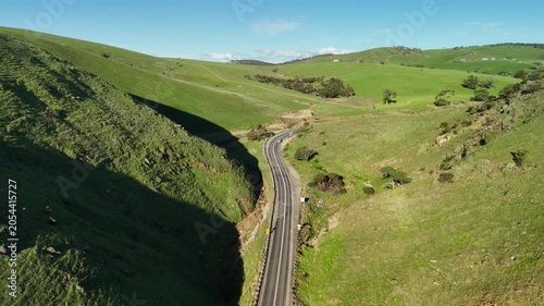 Main South Road, Normanville, South Australia – 4K Vertical Aerial Drone Footage of Coastal Highway, Rolling Green Hills near HMAS Hobart Memorial Lookout