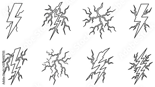 Canvas-taulu Lightning bolt strike and crack icons collection set.