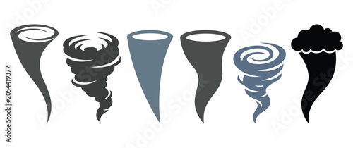 Tableau sur toile Tornado silhouettes representing extreme weather shapes.