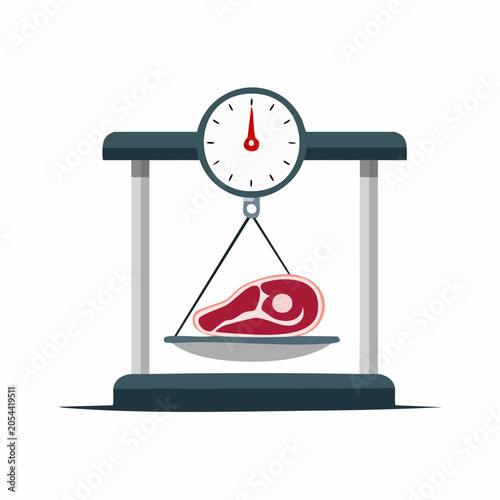 Meat steak on a weighing scale