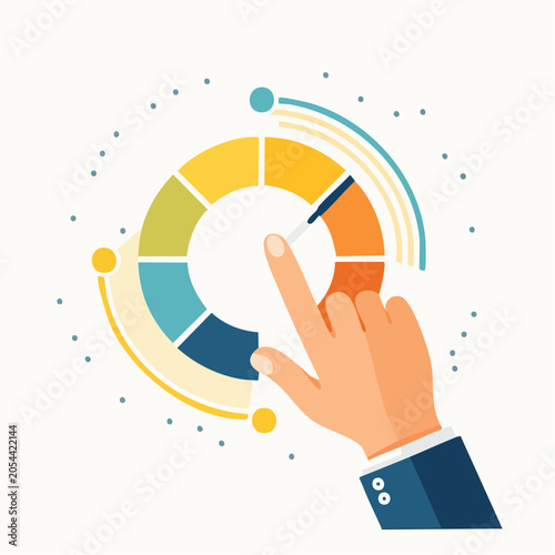 Hand Interacting with a Circular Data Visualization Chart