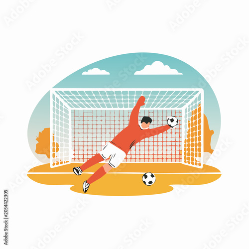 Soccer Goalkeeper Diving to Save Ball