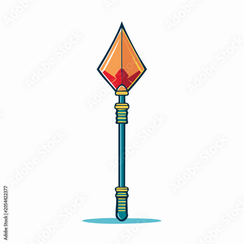 Stylized Spearhead with Red and Orange Hues