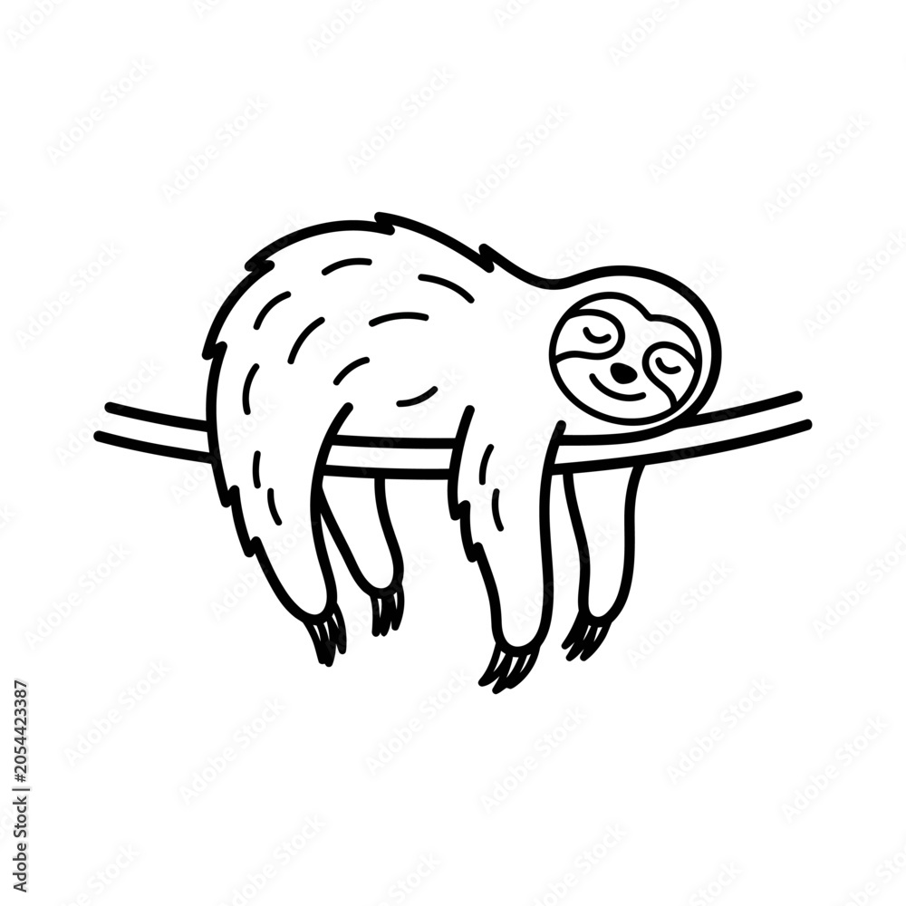 Obraz premium Sloth hanging from a branch sleeping.