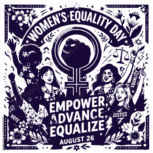 Women's Equality Day Empower Advance Equalize August 26 Diverse Group