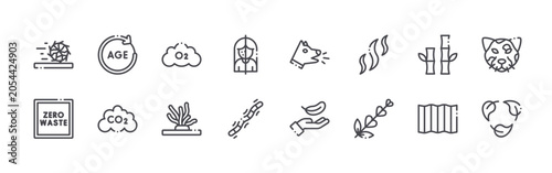Foto Modern set of 16 thin outline Miscellany Nature icons