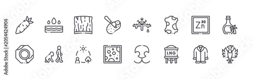 Foto Modern set of 16 thin outline Miscellany Nature icons