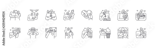 Konstfotografi Modern set of 16 thin outline Love Is All Around icons