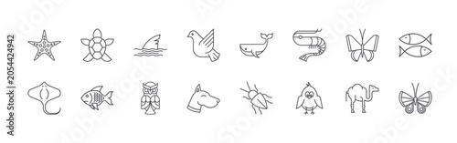 Bild auf Leinwand Modern set of 16 thin outline Animals icons