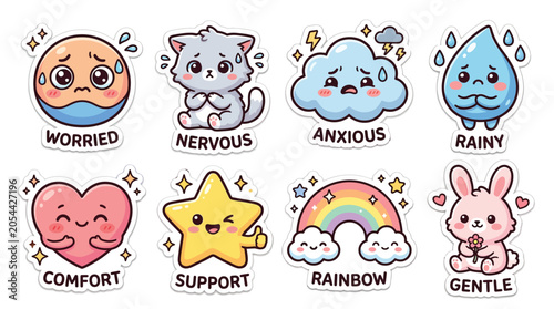 Canvastavla Cute Kawaii Geography Adventures Educational Sticker Sheet Featuring Travel Icons And Earth Illustrations