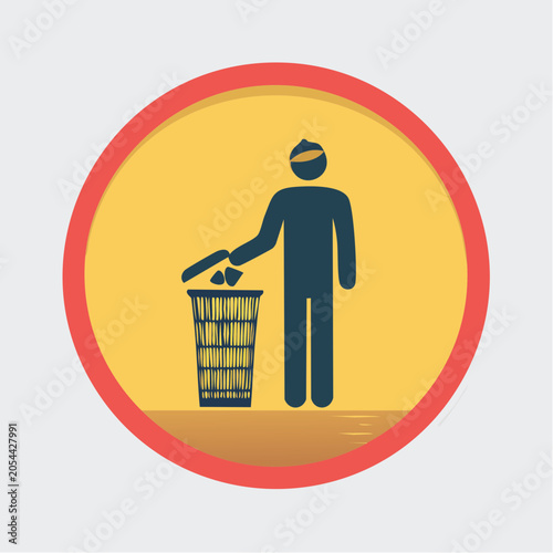 Person throwing trash into a bin icon