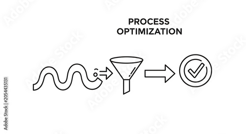 Funnel icon illustrates a simplified workflow process for business optimization and efficiency.