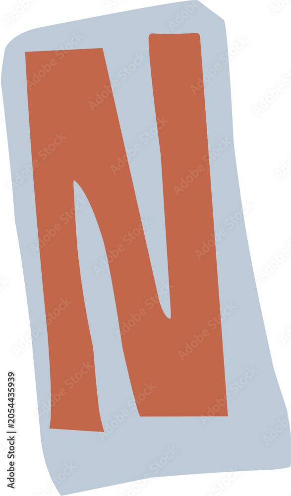 Naklejka premium Ransom note letter N illustration for jounaling and scrapbooking