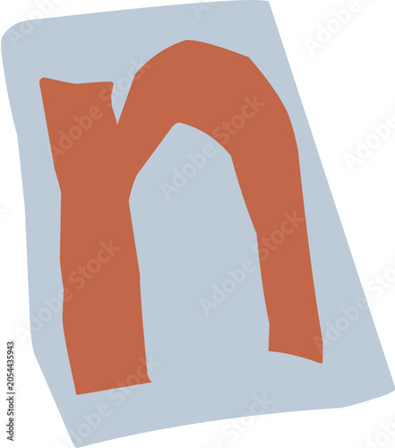 Ransom note letter N illustration for jounaling and scrapbooking