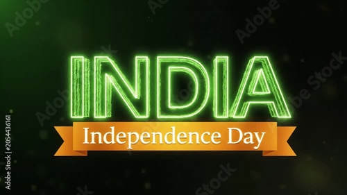 Vibrant neon annual celebration graphics highlighting India's Independence Day festivities