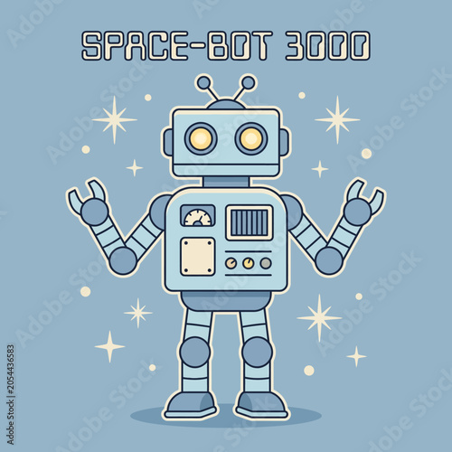 Retro space bot 3000 with star accents