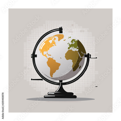 Flat design globe on compass illustration