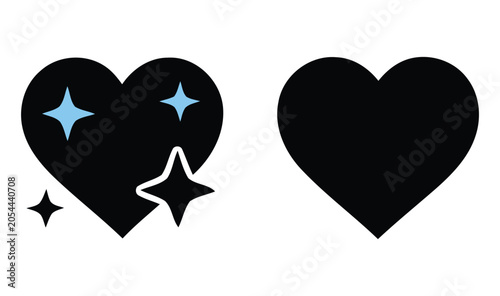 Photos Two black heart shapes with sparkle details a vector illustration against a whit