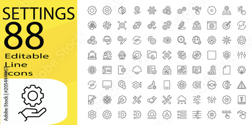 Settings icon set. Editable stroke.