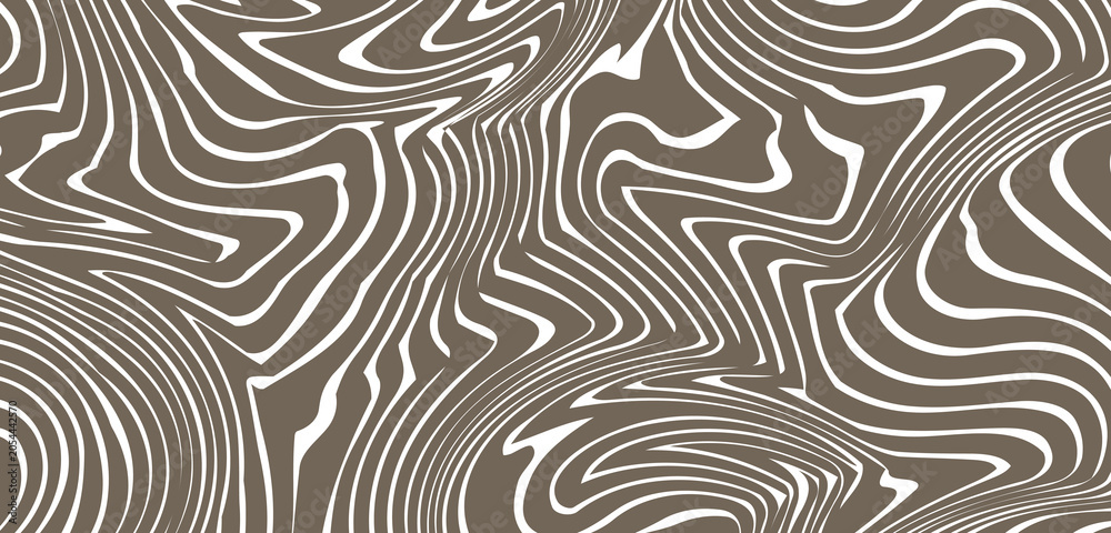 Obraz premium Trendy brown psychedelic pattern with distorted fluid swirls.