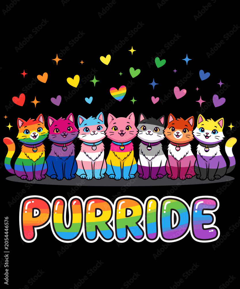Fototapeta premium Purride LGBTQ Pride Month Cat Lover svg