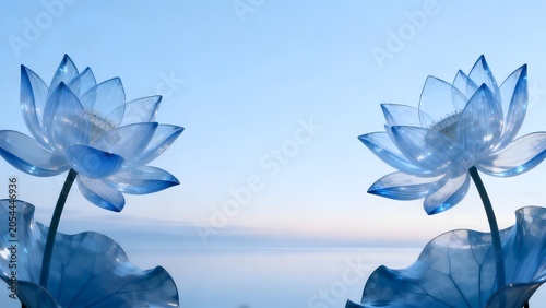 Blue translucent lotus flowers