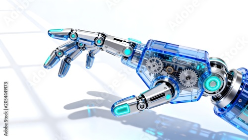 Futuristic robotic hand with mechanical components