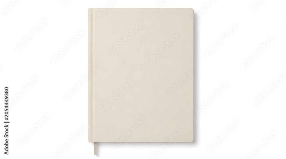 Fototapeta premium Clean Light Beige Notebook Cover Mockup Isolated on White Background