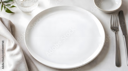 Clean White Plate Mockup Ideal for Food Photography and Menu Design